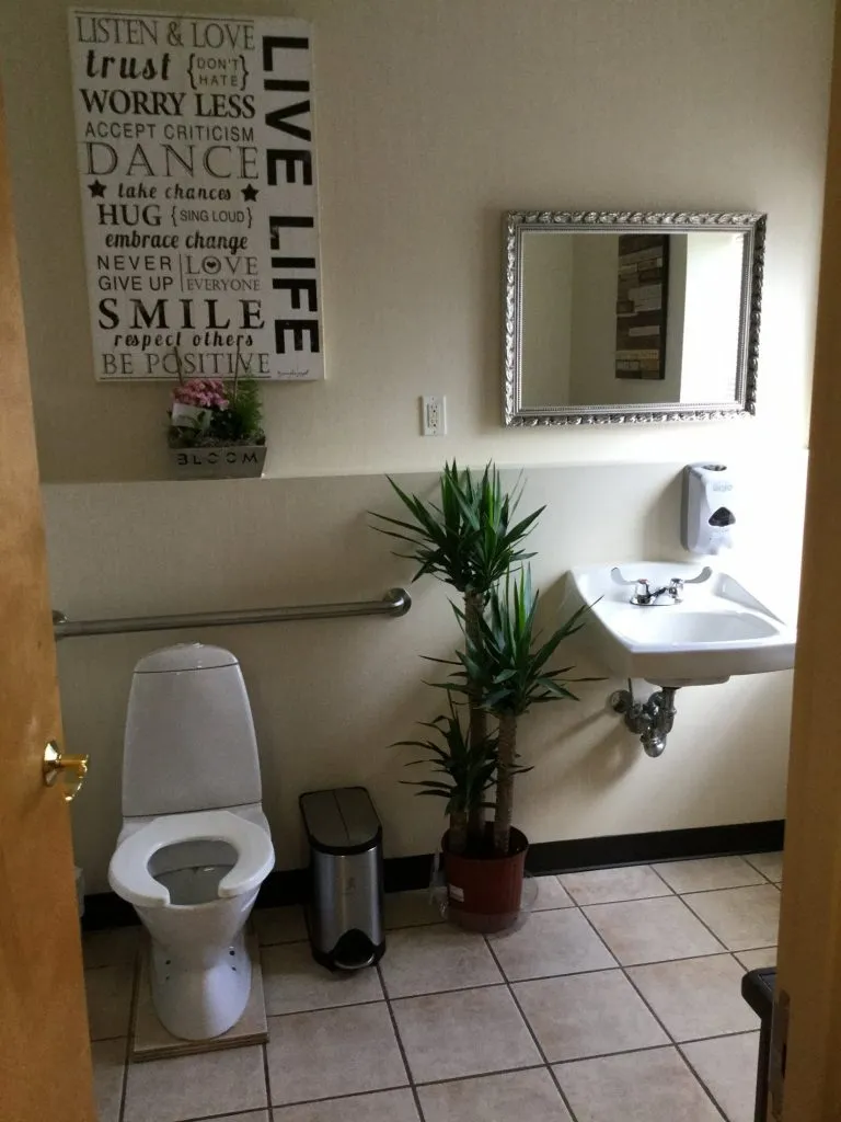 Interior Photo: Large, clean, & handicap-accessible restroom, Ronkonkoma NY